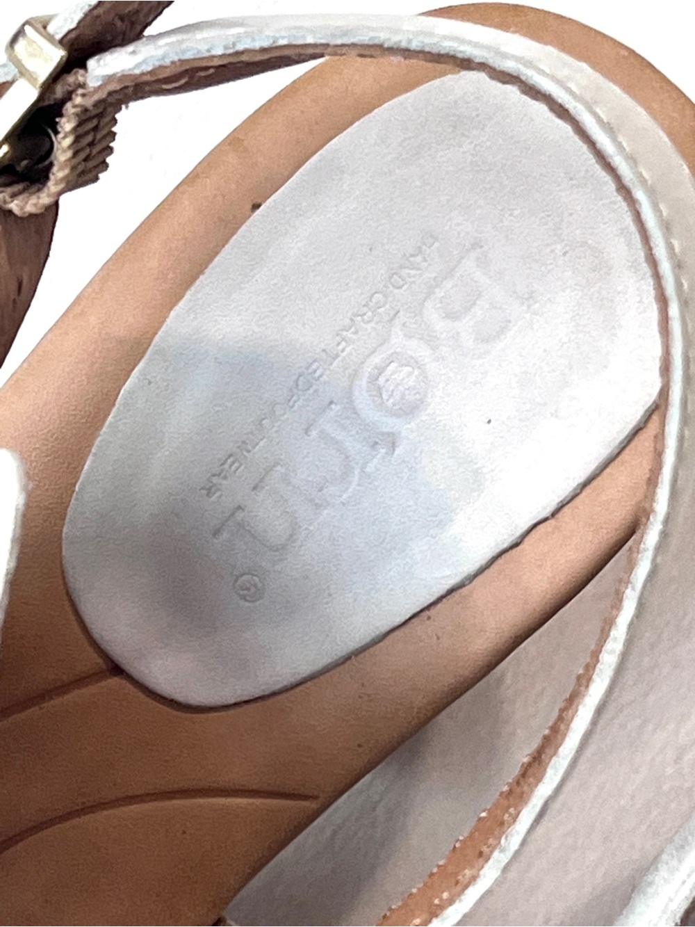 Born White Geometric Perforated Leather Block Heel Slingback Sandals 7 - Picture 6 of 8